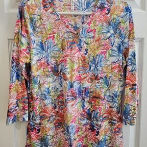 Lulu-B Multicolor Tropical Print Shirt